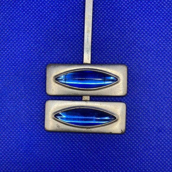 Jorgen Jensen Pewter Blue Glass Pendant #230B - Picture 5 of 5